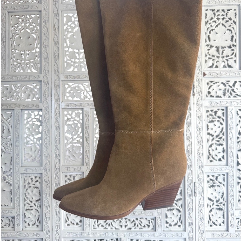 Marc Fisher Brown Suede Leather Boot Sz 8  Chilli Pointed Toe Western‎ Mid Shaft